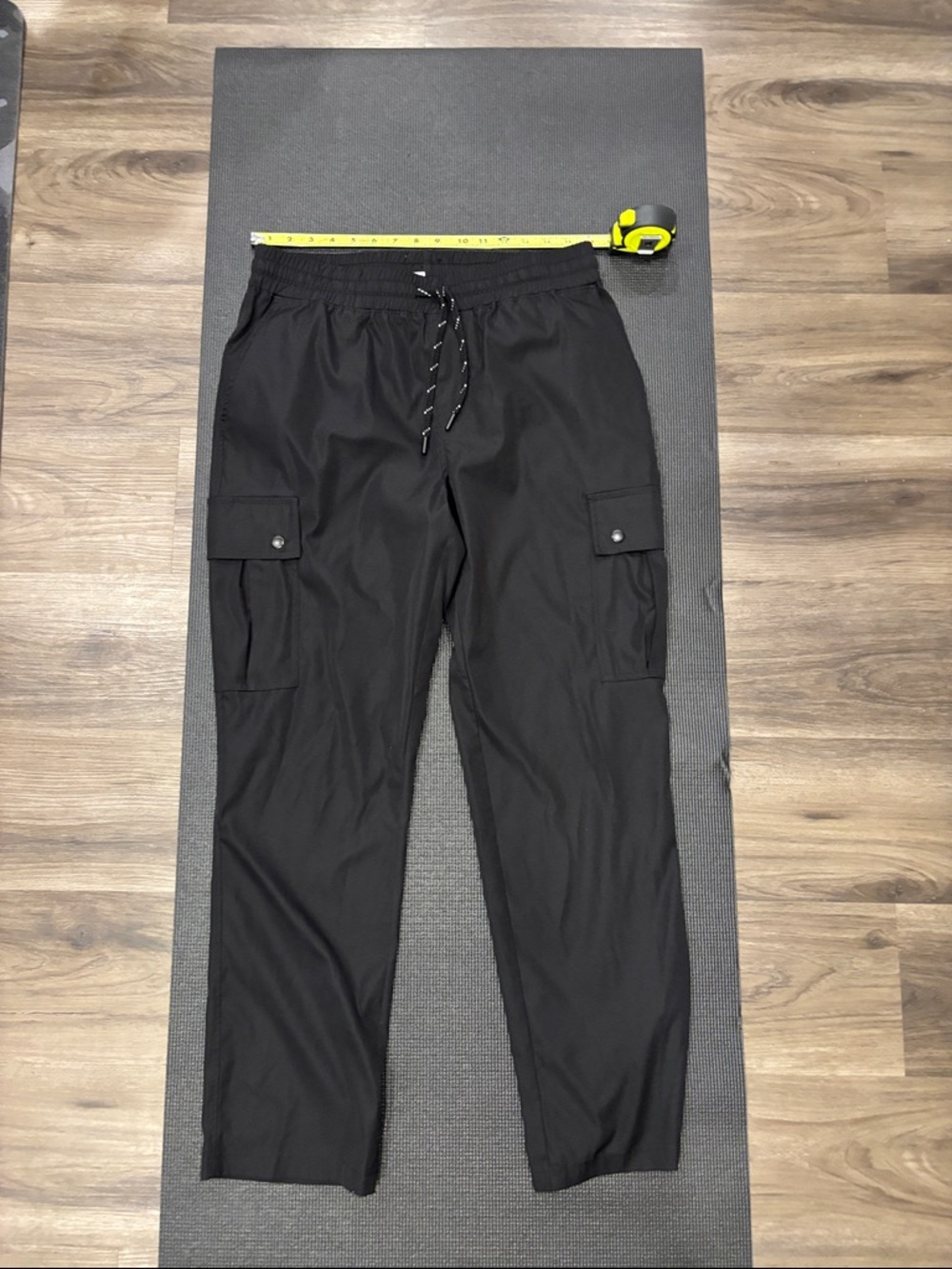 Men's Black Cargo Jogger Pants - Elastic Waist